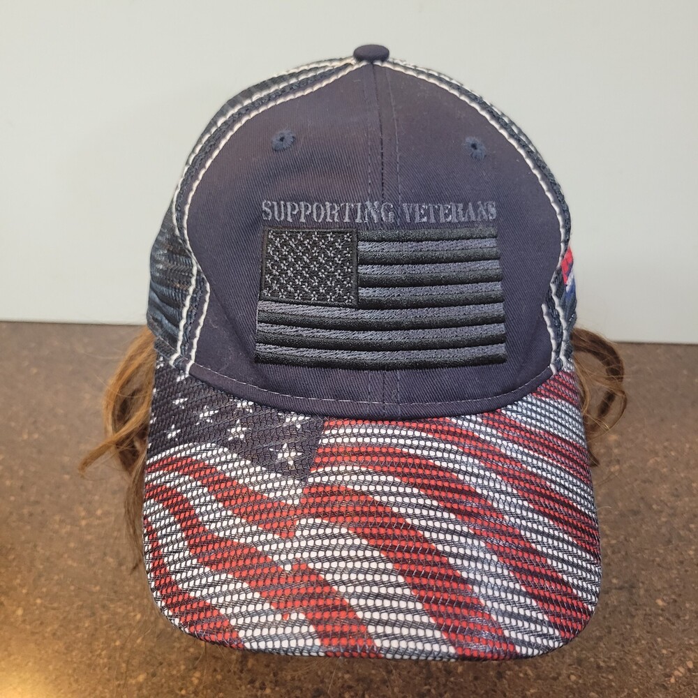 Paramount Trucker Hat Mens Navy American Flag Mesh Adjustable Strapback Cap
